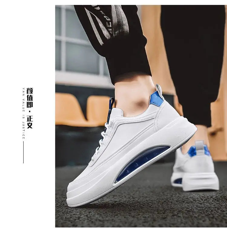 Platform Men's Casual Sneakers White High Quality Men Sports Shoes Pu Leather Shoes for man  Air Cushion Board Tennis Shoes