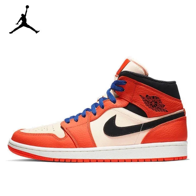 Original Air Jordan 1 Mid 'Chicago' Red and White For Men Classic Retro Basketball Sneakers Shoes 554724-173