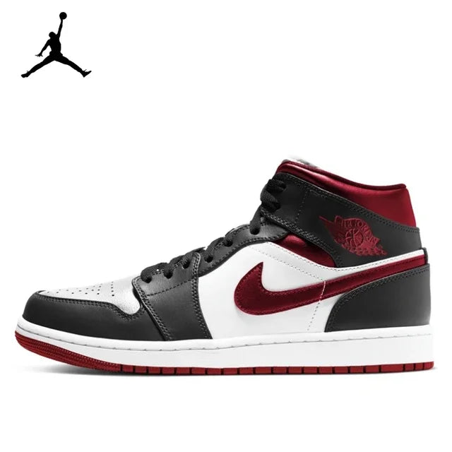 Original Air Jordan 1 Mid 'Chicago' Red and White For Men Classic Retro Basketball Sneakers Shoes 554724-173