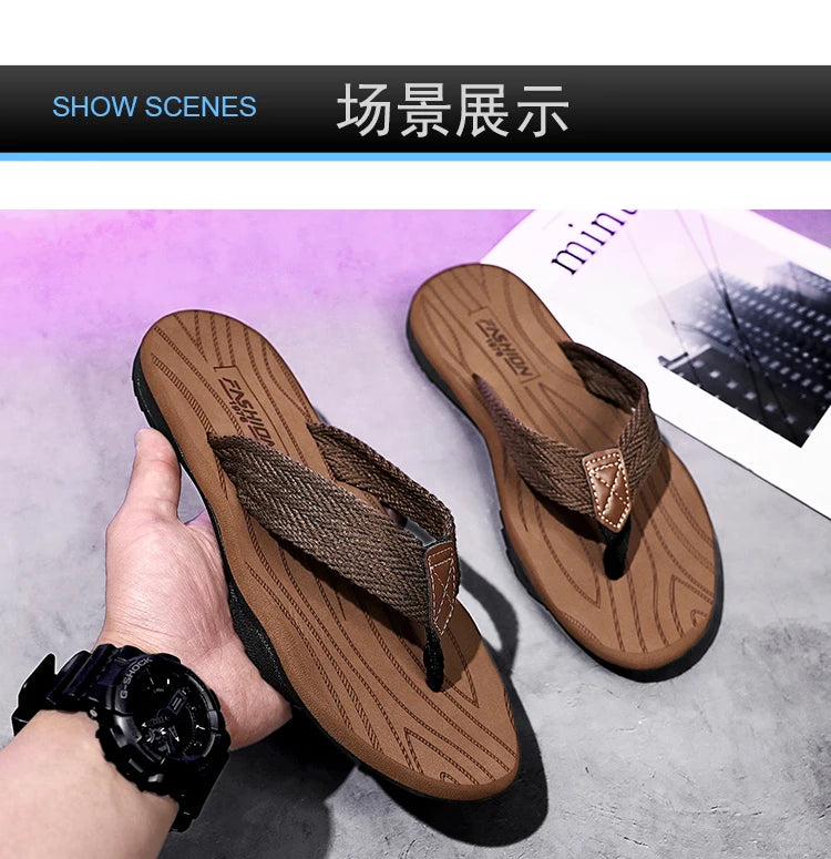 Men's Large Size Slippers Casual EVA Flip Flops Wear-resistant Beach Shoes Fashion Breathable Versatile Comfortable Waterproof