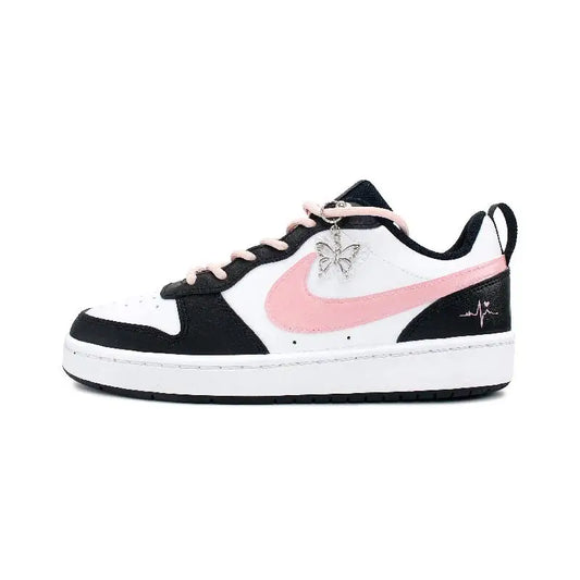 【Customize】Nike Court Borough 2 Skateboarding Shoes Women's Low-top Black/pink Sneakers shoes BQ5448-115