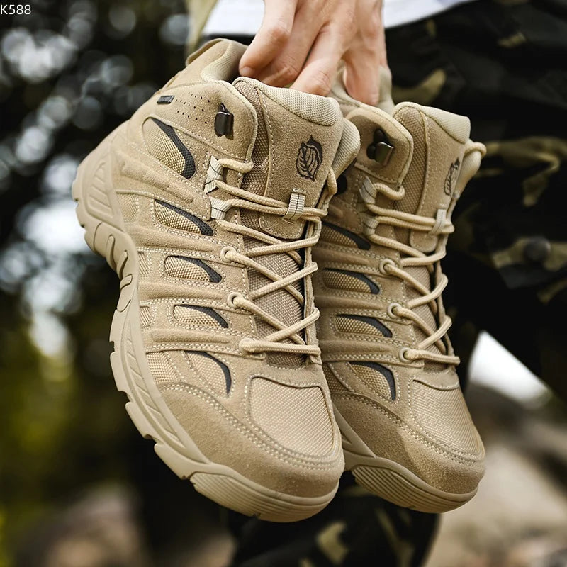 New large-sized tactical boots, waterproof and anti slip outdoor hiking shoes, heavy-duty men's new sports shoes, casual shoes