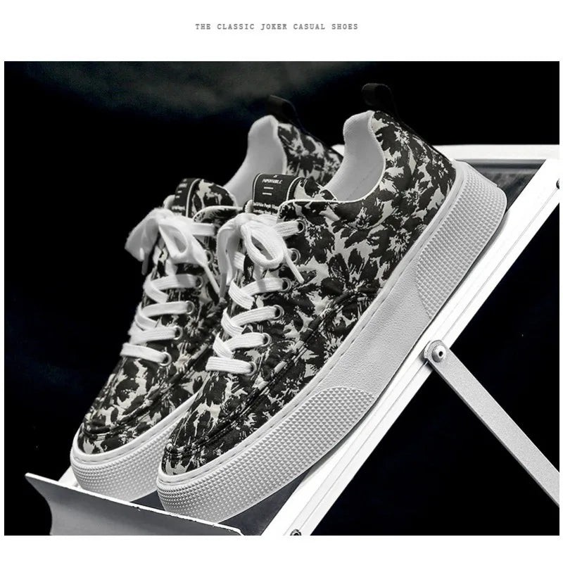 Designer Shoes Men Fashionable Casual Printed Canvas Shoes Summer Comfortable Lace-up Skateboard Shoe Zapatos De Hombre