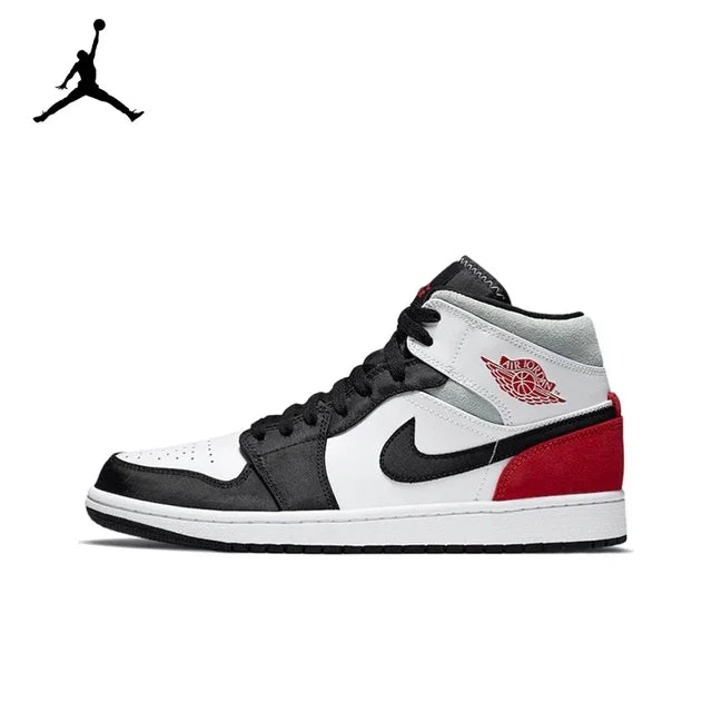 Original Air Jordan 1 Mid 'Chicago' Red and White For Men Classic Retro Basketball Sneakers Shoes 554724-173