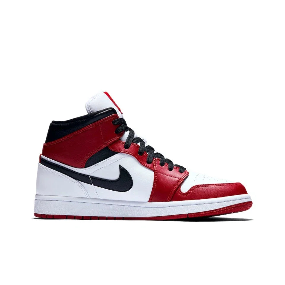 Original Air Jordan 1 Mid 'Chicago' Red and White For Men Classic Retro Basketball Sneakers Shoes 554724-173