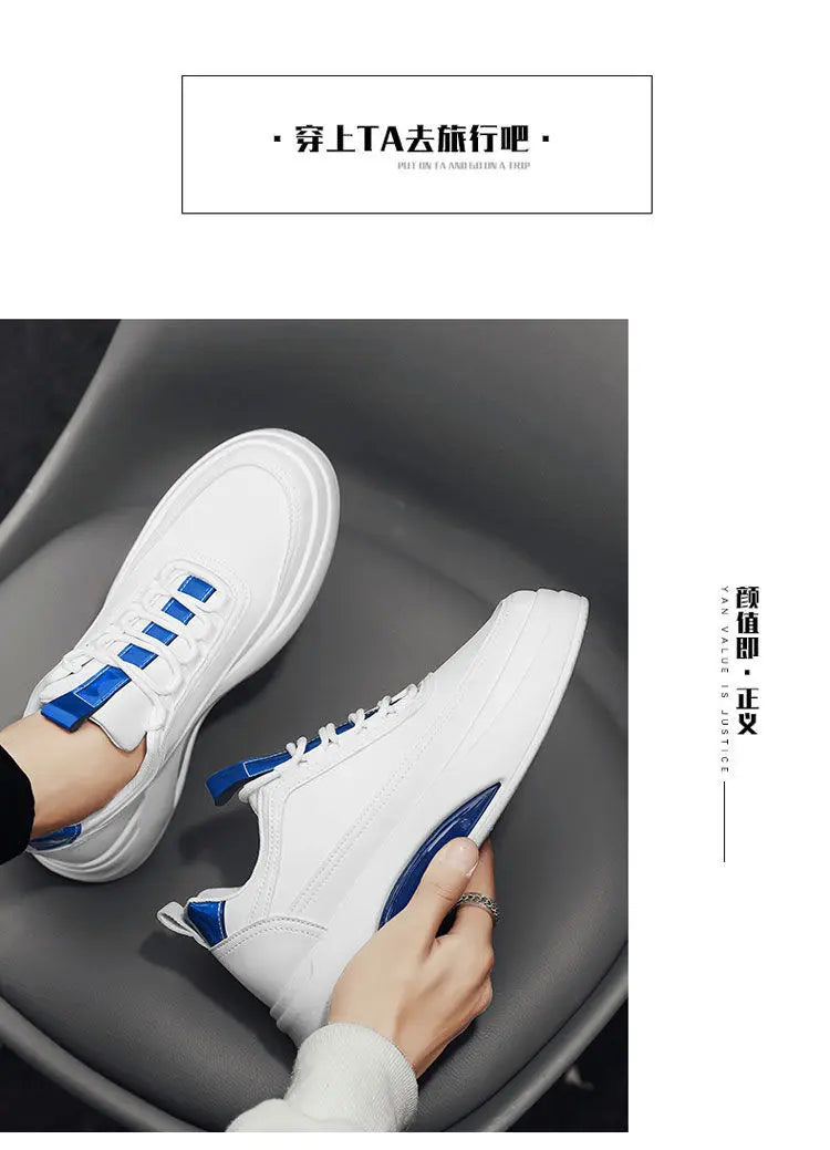 Platform Men's Casual Sneakers White High Quality Men Sports Shoes Pu Leather Shoes for man  Air Cushion Board Tennis Shoes