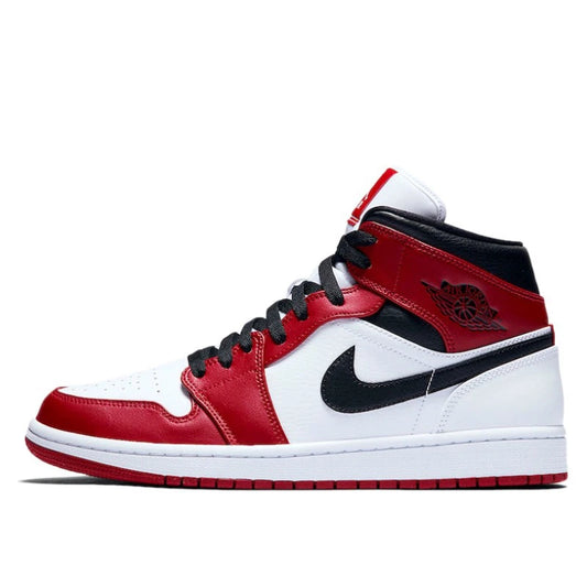 Original Air Jordan 1 Mid 'Chicago' Red and White For Men Classic Retro Basketball Sneakers Shoes 554724-173