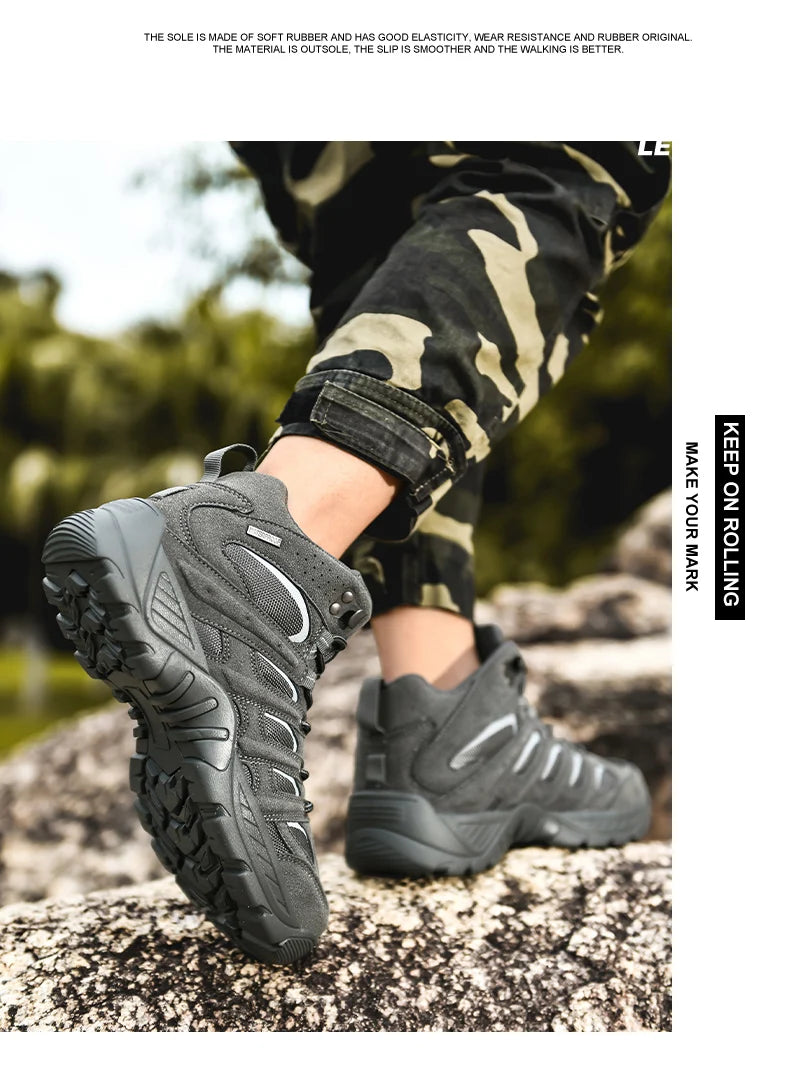 New large-sized tactical boots, waterproof and anti slip outdoor hiking shoes, heavy-duty men's new sports shoes, casual shoes