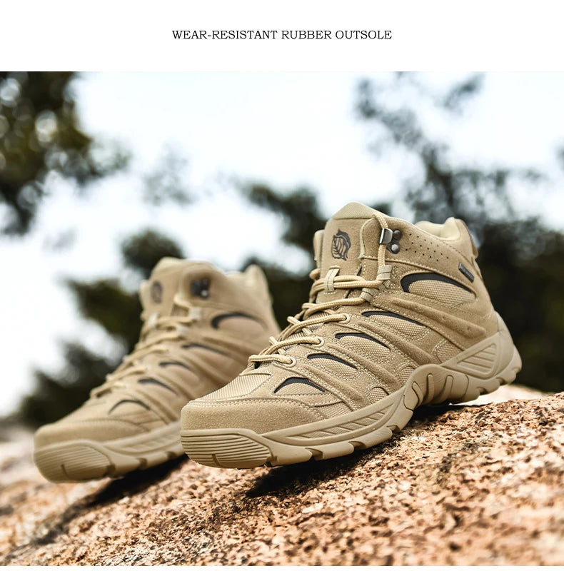 New large-sized tactical boots, waterproof and anti slip outdoor hiking shoes, heavy-duty men's new sports shoes, casual shoes