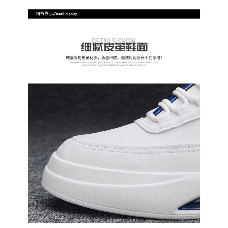 Platform Men's Casual Sneakers White High Quality Men Sports Shoes Pu Leather Shoes for man  Air Cushion Board Tennis Shoes