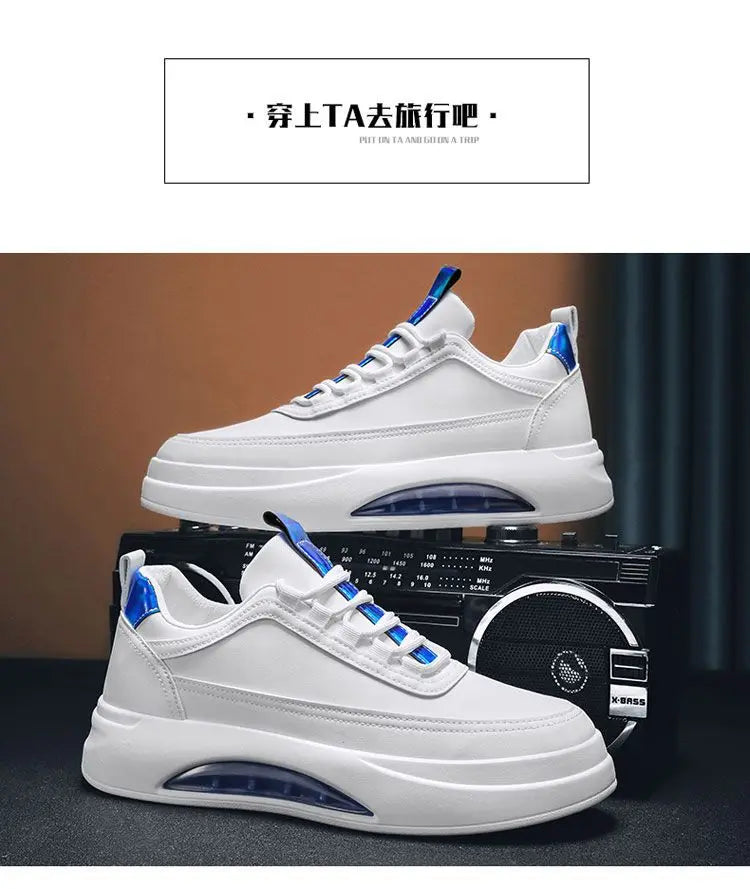 Platform Men's Casual Sneakers White High Quality Men Sports Shoes Pu Leather Shoes for man  Air Cushion Board Tennis Shoes