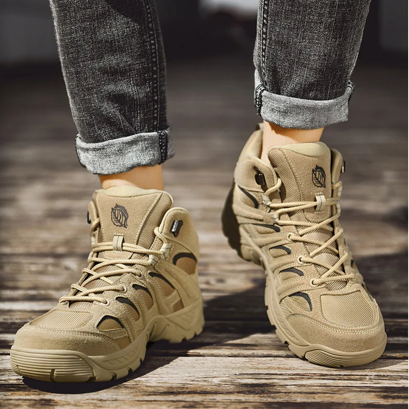 New large-sized tactical boots, waterproof and anti slip outdoor hiking shoes, heavy-duty men's new sports shoes, casual shoes