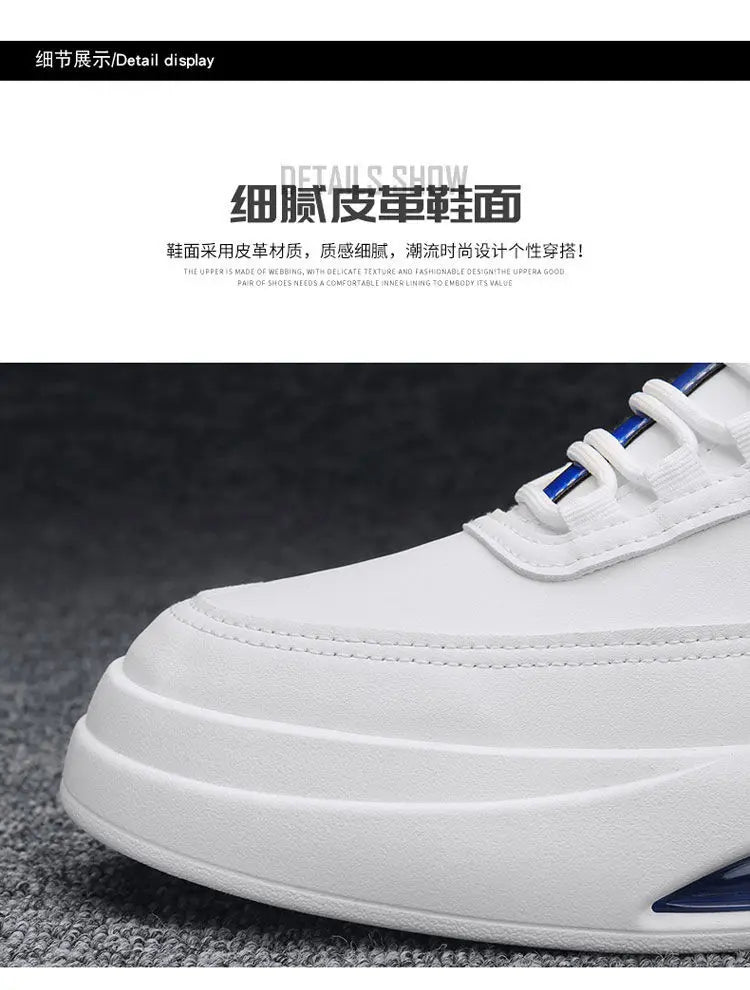 Platform Men's Casual Sneakers White High Quality Men Sports Shoes Pu Leather Shoes for man  Air Cushion Board Tennis Shoes