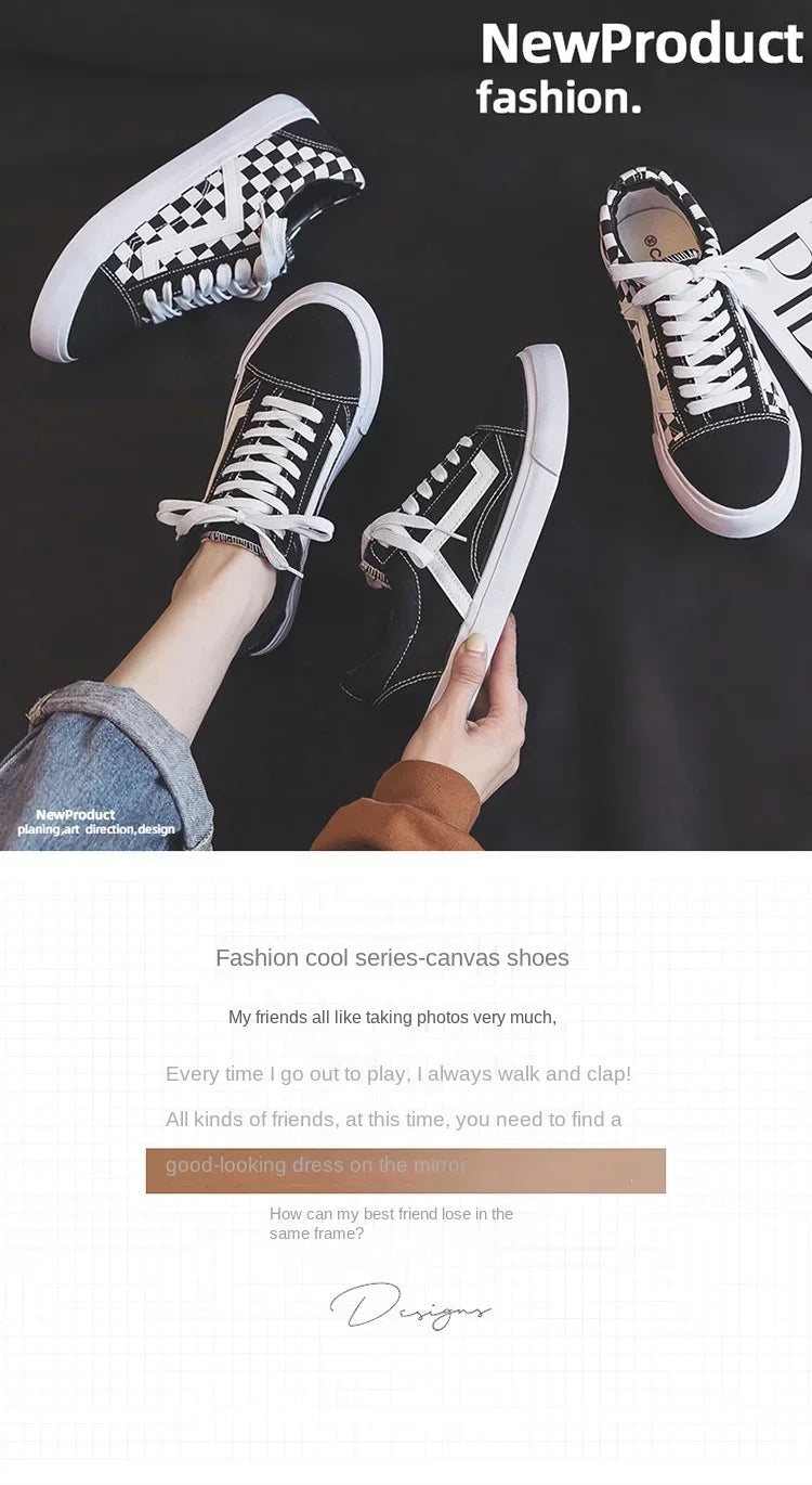 Unisex Canvas Shoes for Men Casual Wear-resistant Breathable Trendy Men's Sneakers Men Lace-up White Flats Zapatillas De Deporte