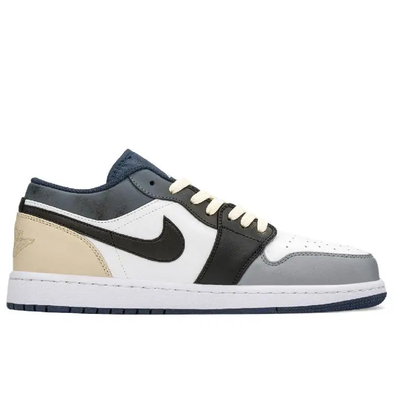 【Customize】Air Jordan 1 Vintage Basketball Shoes Men Low-top Black/beige Sneakers shoes 553558-414