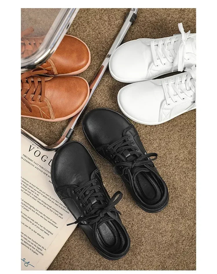 Mens Wide Barefoot Shoes Unisex Plus Size Leather Casual Sneakers Minimalist Toe Shoes Women Zero Drop Comfort Walking Flats