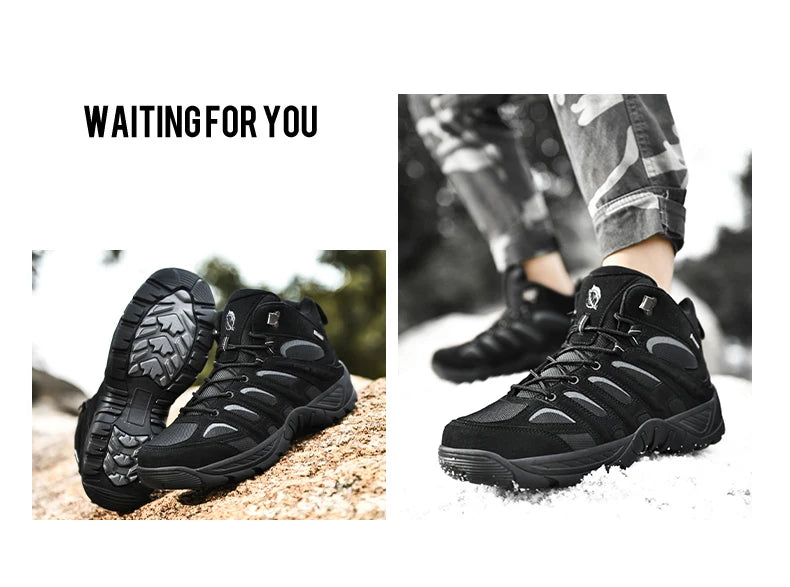 New large-sized tactical boots, waterproof and anti slip outdoor hiking shoes, heavy-duty men's new sports shoes, casual shoes