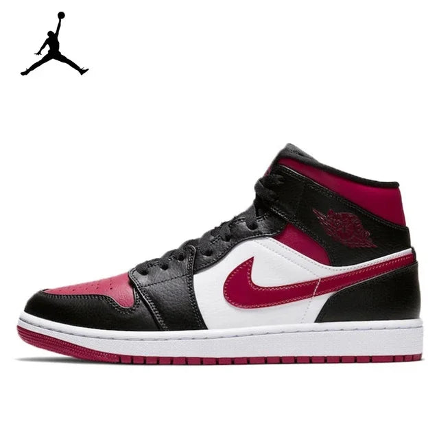 Original Air Jordan 1 Mid 'Chicago' Red and White For Men Classic Retro Basketball Sneakers Shoes 554724-173