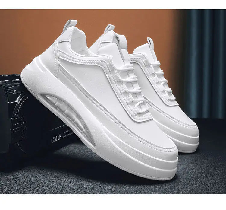 Platform Men's Casual Sneakers White High Quality Men Sports Shoes Pu Leather Shoes for man  Air Cushion Board Tennis Shoes