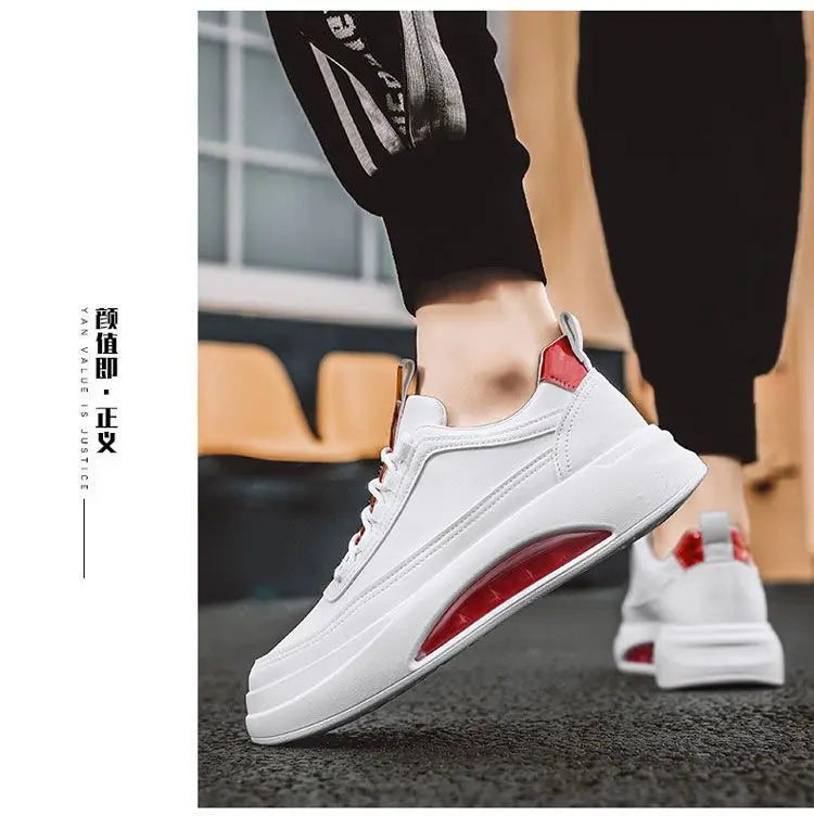 Platform Men's Casual Sneakers White High Quality Men Sports Shoes Pu Leather Shoes for man  Air Cushion Board Tennis Shoes