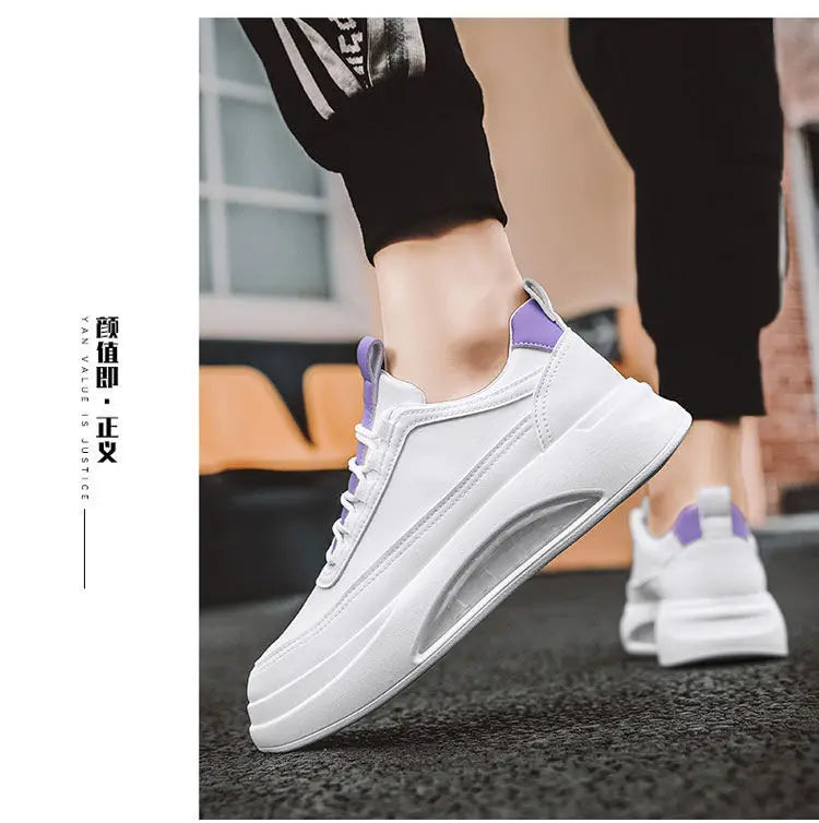 Platform Men's Casual Sneakers White High Quality Men Sports Shoes Pu Leather Shoes for man  Air Cushion Board Tennis Shoes