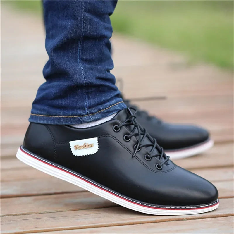 Men's PU Leather Business Casual Shoes Men's Outdoor Breathable Sports Shoes Men's Fashion Loafers Walking Shoes