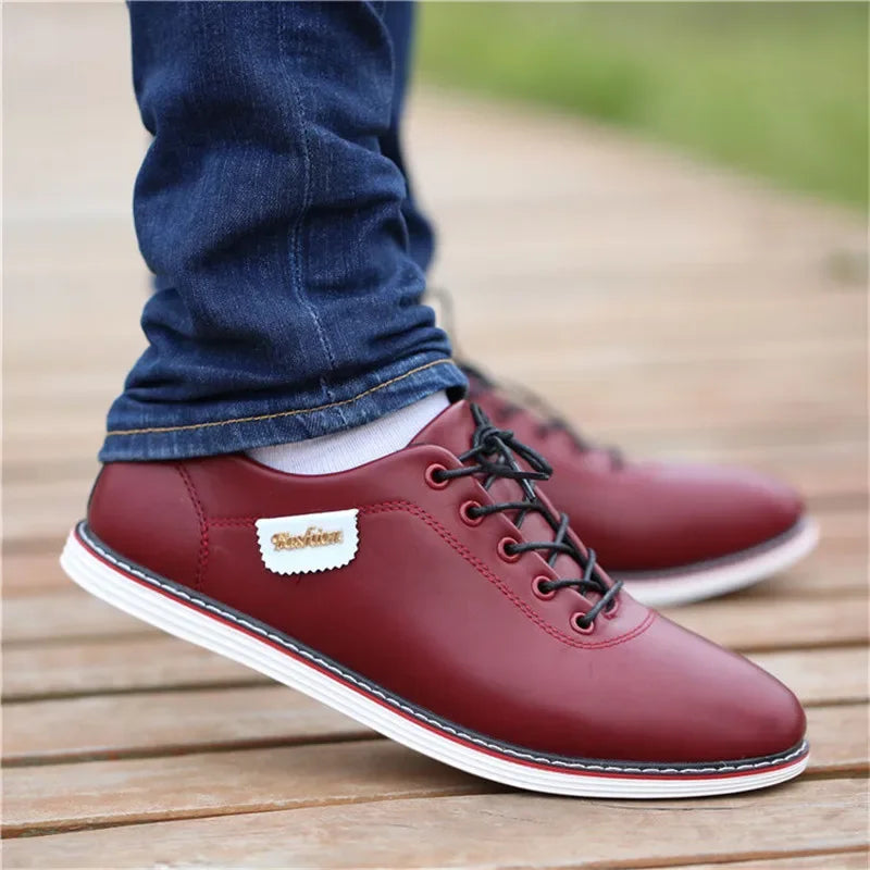 Men's PU Leather Business Casual Shoes Men's Outdoor Breathable Sports Shoes Men's Fashion Loafers Walking Shoes