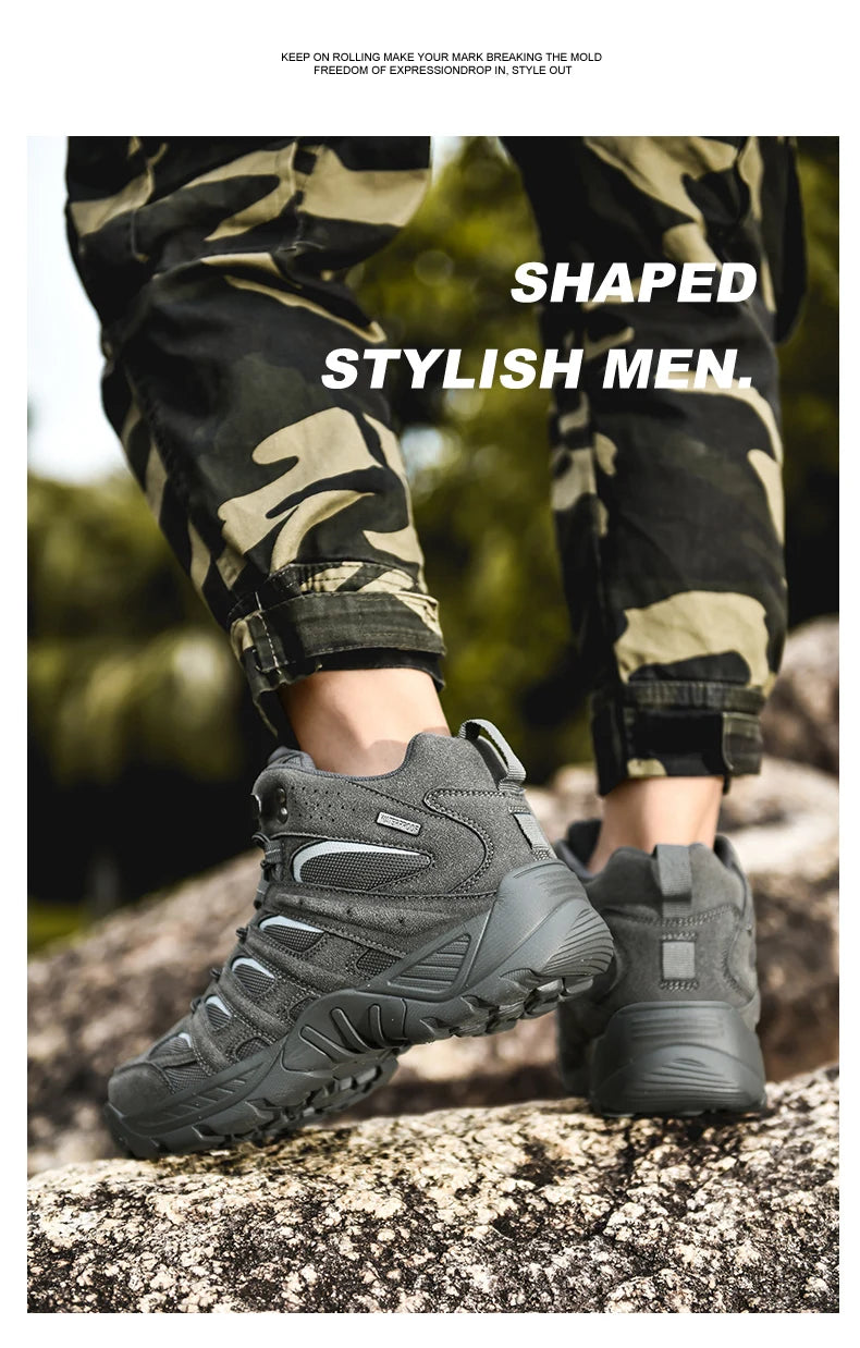 New large-sized tactical boots, waterproof and anti slip outdoor hiking shoes, heavy-duty men's new sports shoes, casual shoes